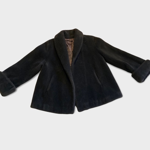 Vintage Faux Fur Velour Cropped Lined Jacket Sz M - Picture 2 of 14